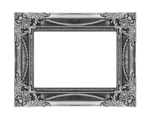 vintage gray frame isolated on white background, with clipping p
