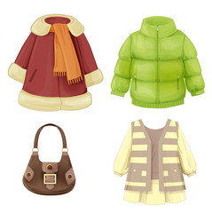 set of seasonal clothes for girls. Coat, dress, padded parka and - 71693537