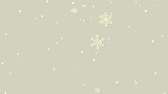 Paper snowflakes and snowballs animation on beige background
