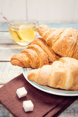 croissant with tea