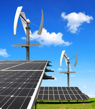 solar energy panels and wind turbines