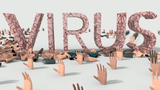 Mani che chiedono aiuto ma vengono colpite da virus