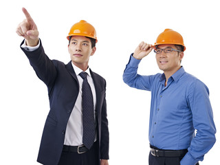 asian businessmen with safety helmet
