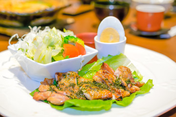 Grilled Chicken with Egg and Salad
