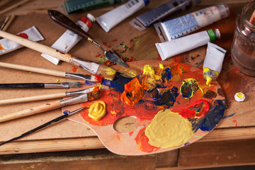 Mixing paint color.Art.