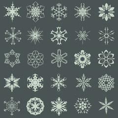 Fototapeta na wymiar Snowflakes set of 25
