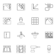 Home repair icons outline