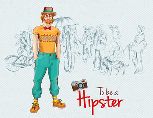 Hipster boy crowd