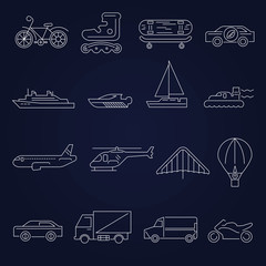 Transport icons outline set