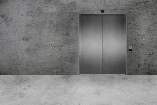 Concrete Wall and Elevator Door