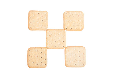 Biscuits lined checkered isolated on white background