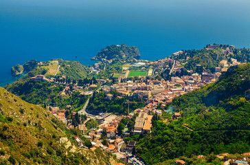 Fototapeta na wymiar view of Taormina from Castelmola