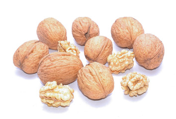 Walnuts isolated on white background