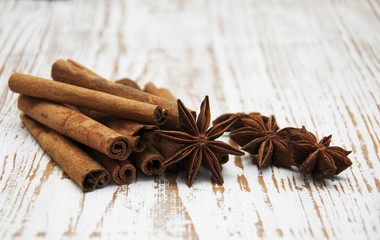 Star anis and cinnamon stick