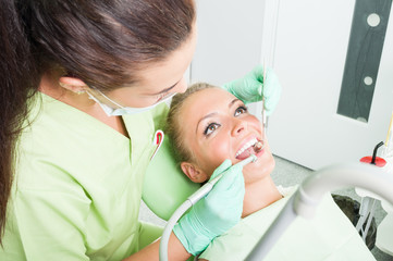 Drilling procedure at dentist.