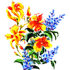 beautiful bouquet of bright flowers isolated