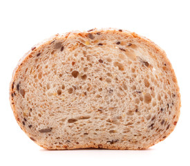 Slice of fresh white grained bread isolated on white background