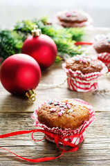 muffins with cinnamon and colorful topping