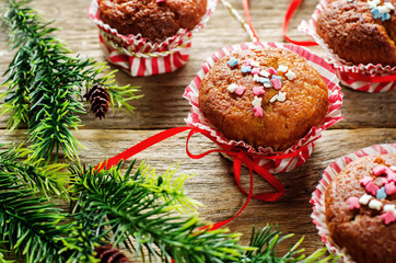 muffins with cinnamon and colorful topping