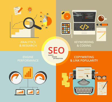 Infographic Flat Concept Illustration Of SEO