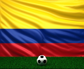 Naklejka premium soccer ball with the flag of Colombia