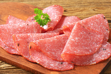 Thin salami slices