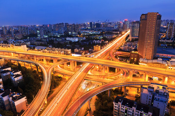 Fototapeta na wymiar colorful city interchange overpass at night in hangzhou,China