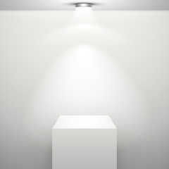 empty white stand with illumination