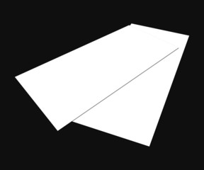 Blank white paper (4"x 8") flyer on black background