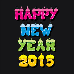 colorful new year 2015 greeting design with candle vector