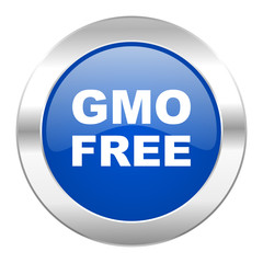 gmo free blue circle chrome web icon isolated