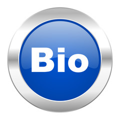 bio blue circle chrome web icon isolated