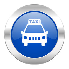 taxi blue circle chrome web icon isolated