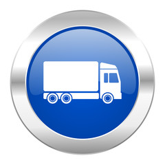 delivery blue circle chrome web icon isolated