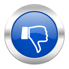 dislike blue circle chrome web icon isolated