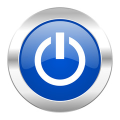 power blue circle chrome web icon isolated