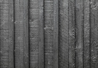 Background texture of old black painted wooden lining boards wal