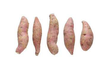 Raw sweet potato isolated on white background