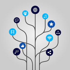 Abstract icon tree illustration - internet and media concept
