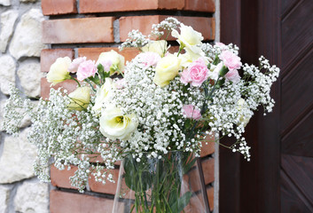 Bouquet of carnations and eustoma flowers