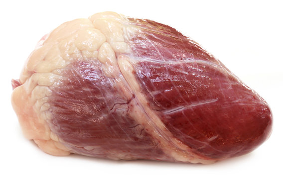 Close up of Beef heart over white background