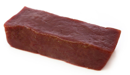 Close up of Beef liver over white background
