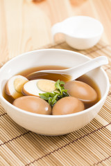 Thai food called "Kai Palo" or "Pa-Lo", eggs boiled in the gravy