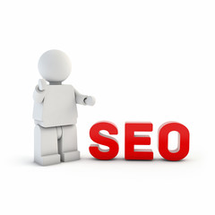 3d character with word SEO