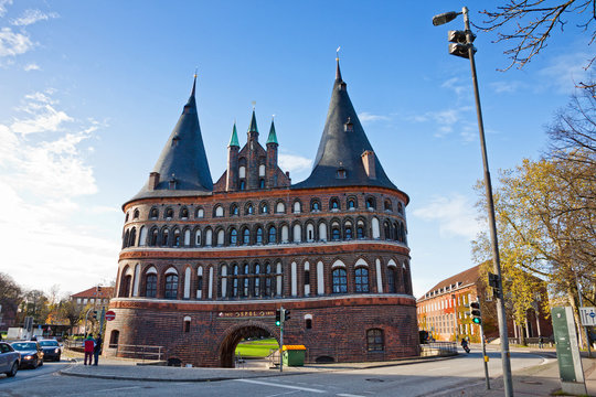 Holsten Gate in Lubeck old town, Germany