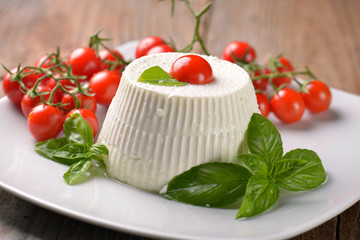 Ricotta with basil and cherry tomatoes