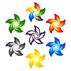 Fototapeta premium Fire flowers with the colors of the five continents