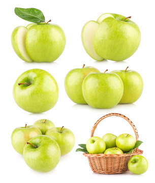 set of 6 green apple images