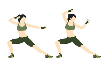 Young woman body combat and fitness