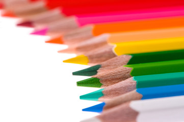 back to school multicolored pencils isolated on white background